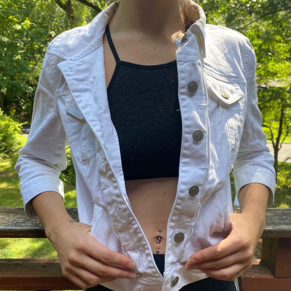 Ann Taylor White Jean Jacket